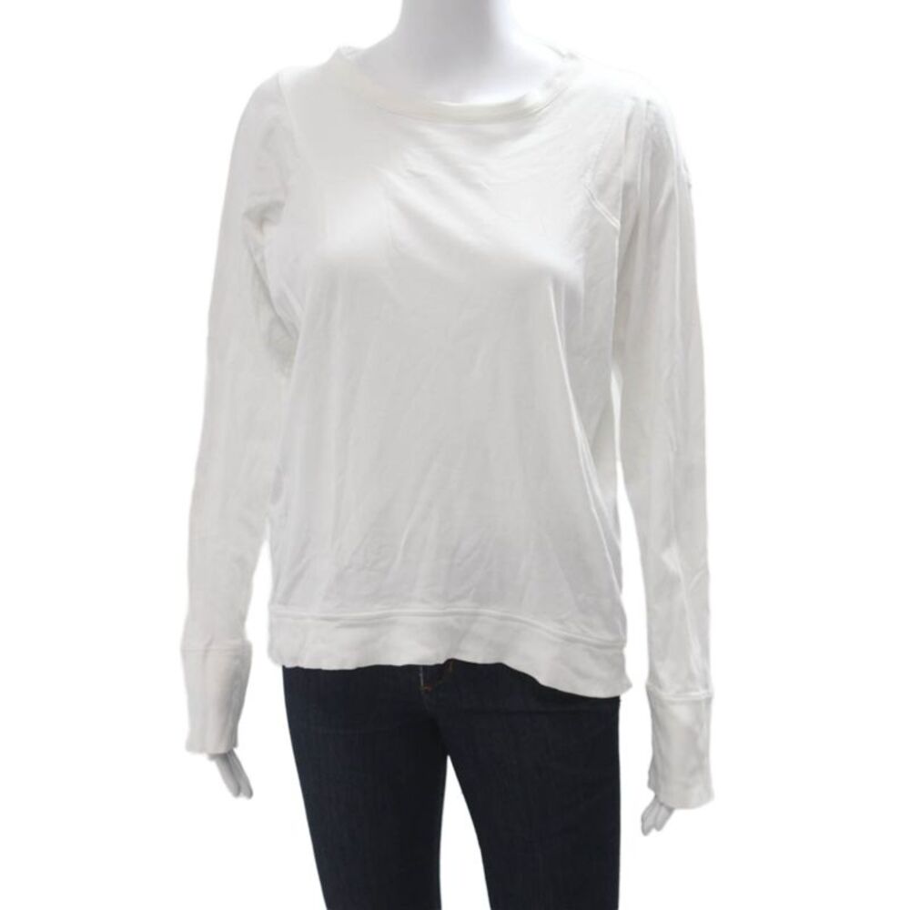Lunya Womens Pullover Sweatshirt White Crew Neck Pima Cotton Size L